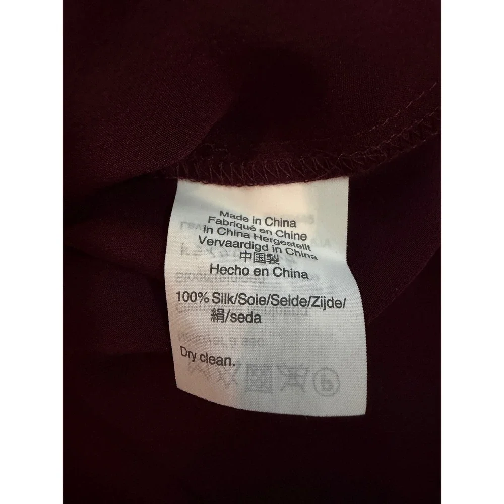 NWT Madewell Silk Ruffle Wrap Top Cabernet Burgundy Peplum Blouse K0209 Womens L